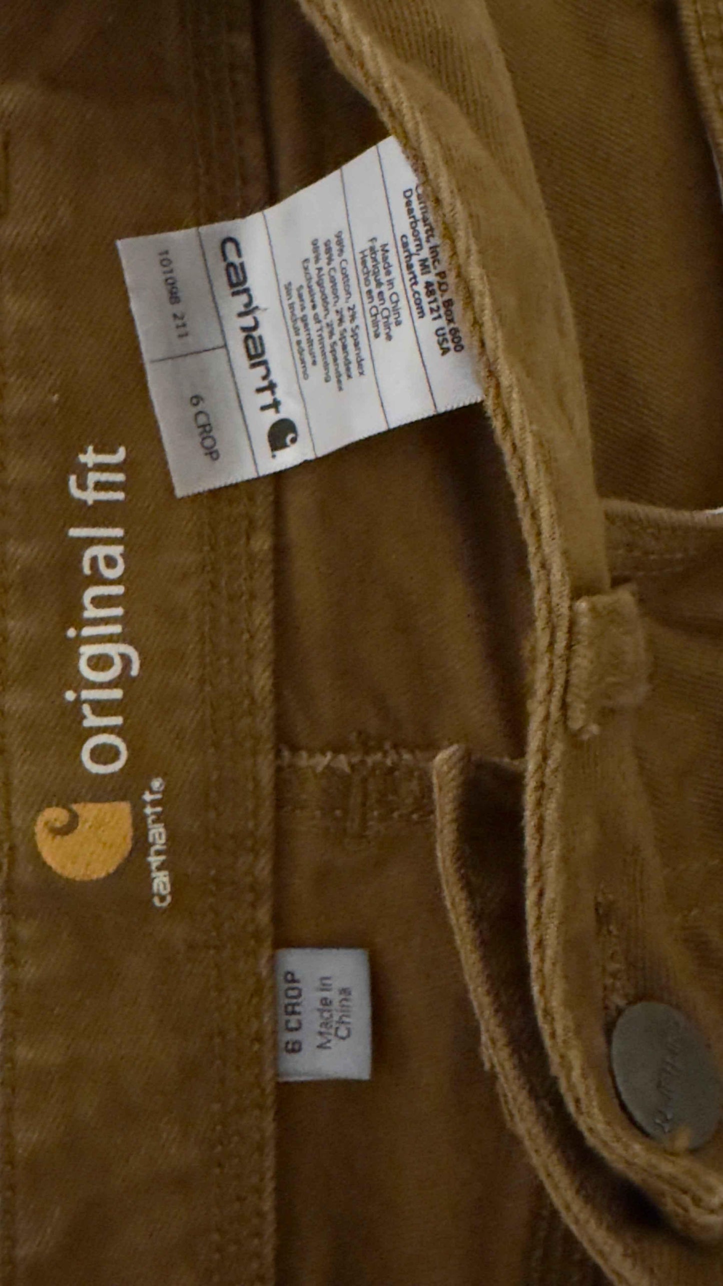 Carhartt Original Fit Crop Women's Pants, size 8 petite