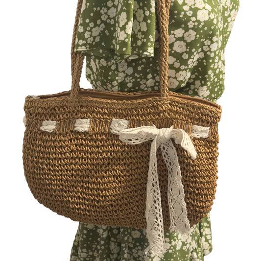 The Petite Closets Over shoulder Straw Bag