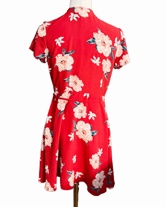 SHOWPO Wraparound Red Dress (size 10 petite) - The Petite Closet