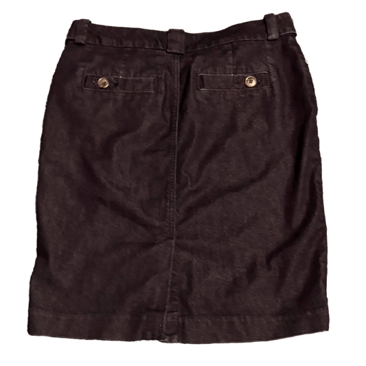 Banana Republic dark brown skirt back view with belt loops and buttoned pockets