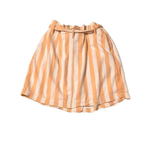 Hollister beige and white striped skirt with waistband and pockets on white background