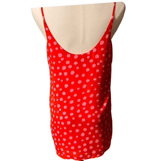Loft Women's Sleeveless Blouse size small, red with pink polka dots - The Petite Closet