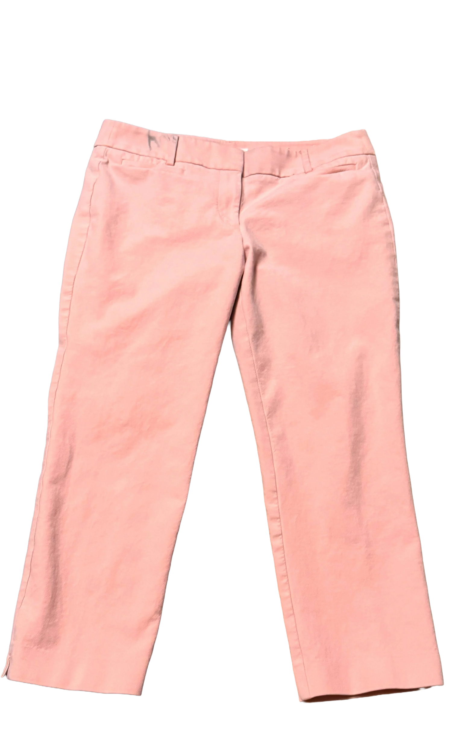 Light pink women's straight-leg pants flat lay, casual cotton trousers