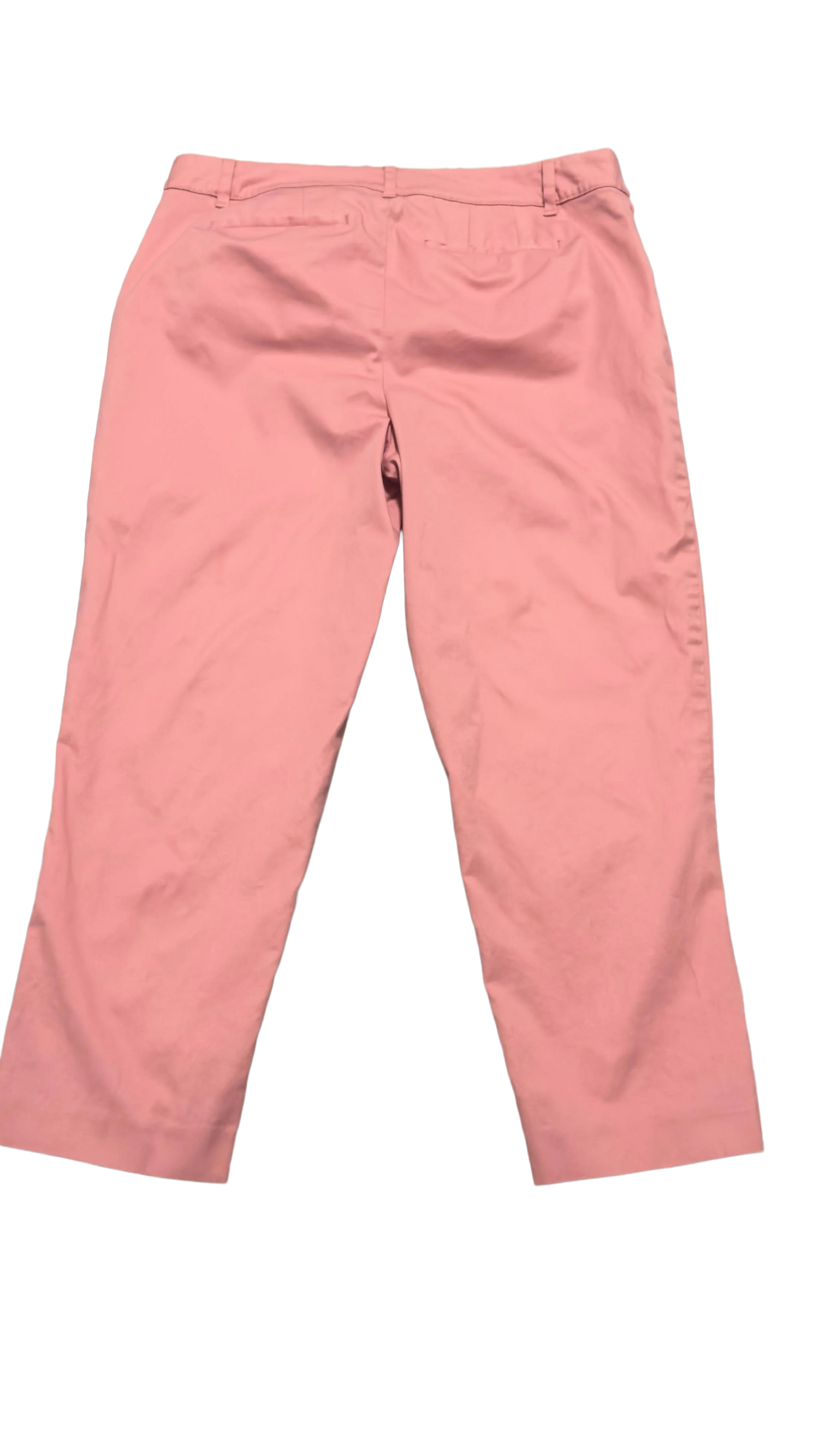 Back view of pink Talbots women’s pants with pockets on black background
