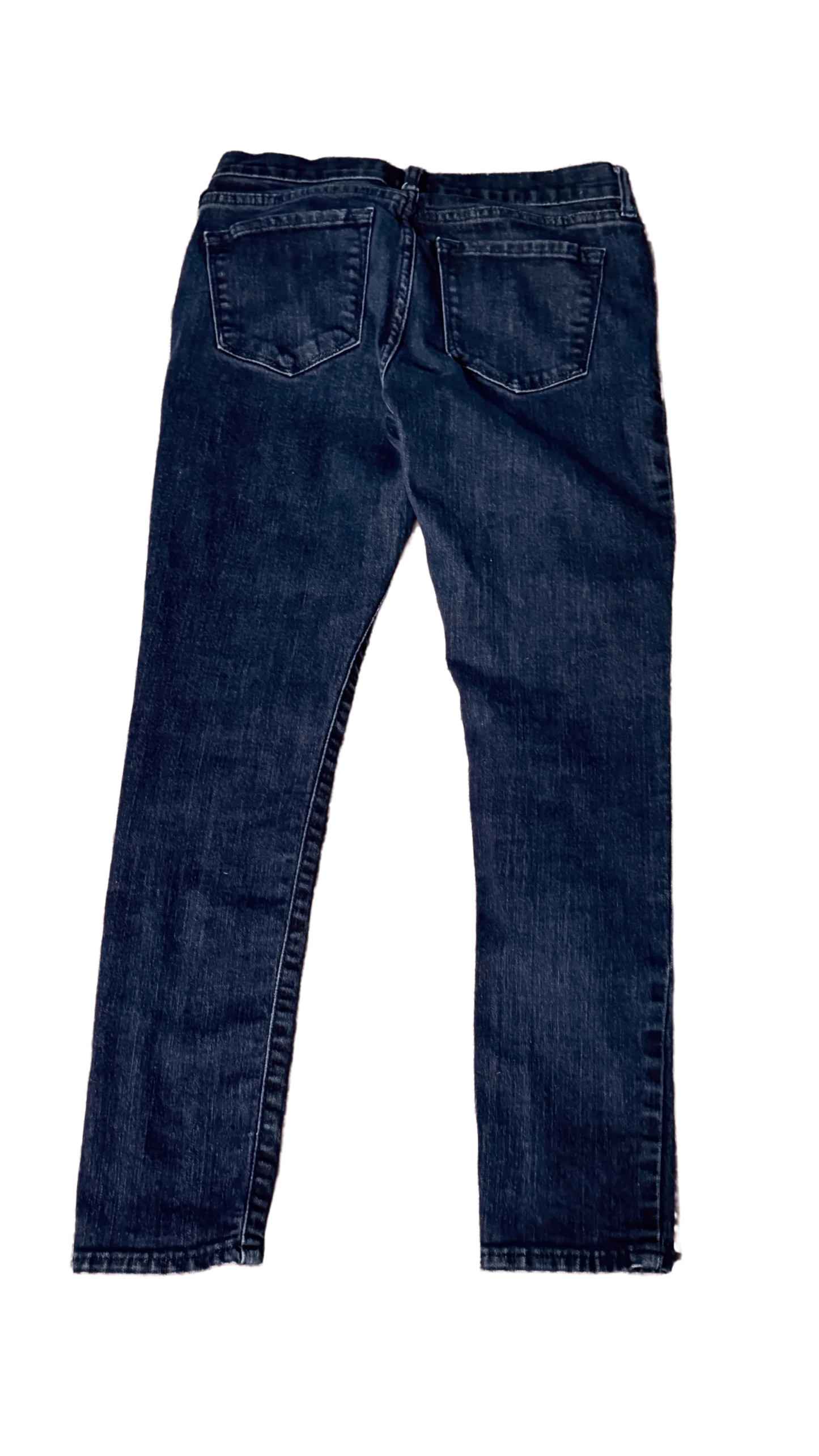 Banana Republic dark denim jeans back view with two rear pockets on white background