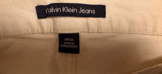 Calvin Klein Women;s Off White Denim Casual Pant size 16 petite - The Petite Closet