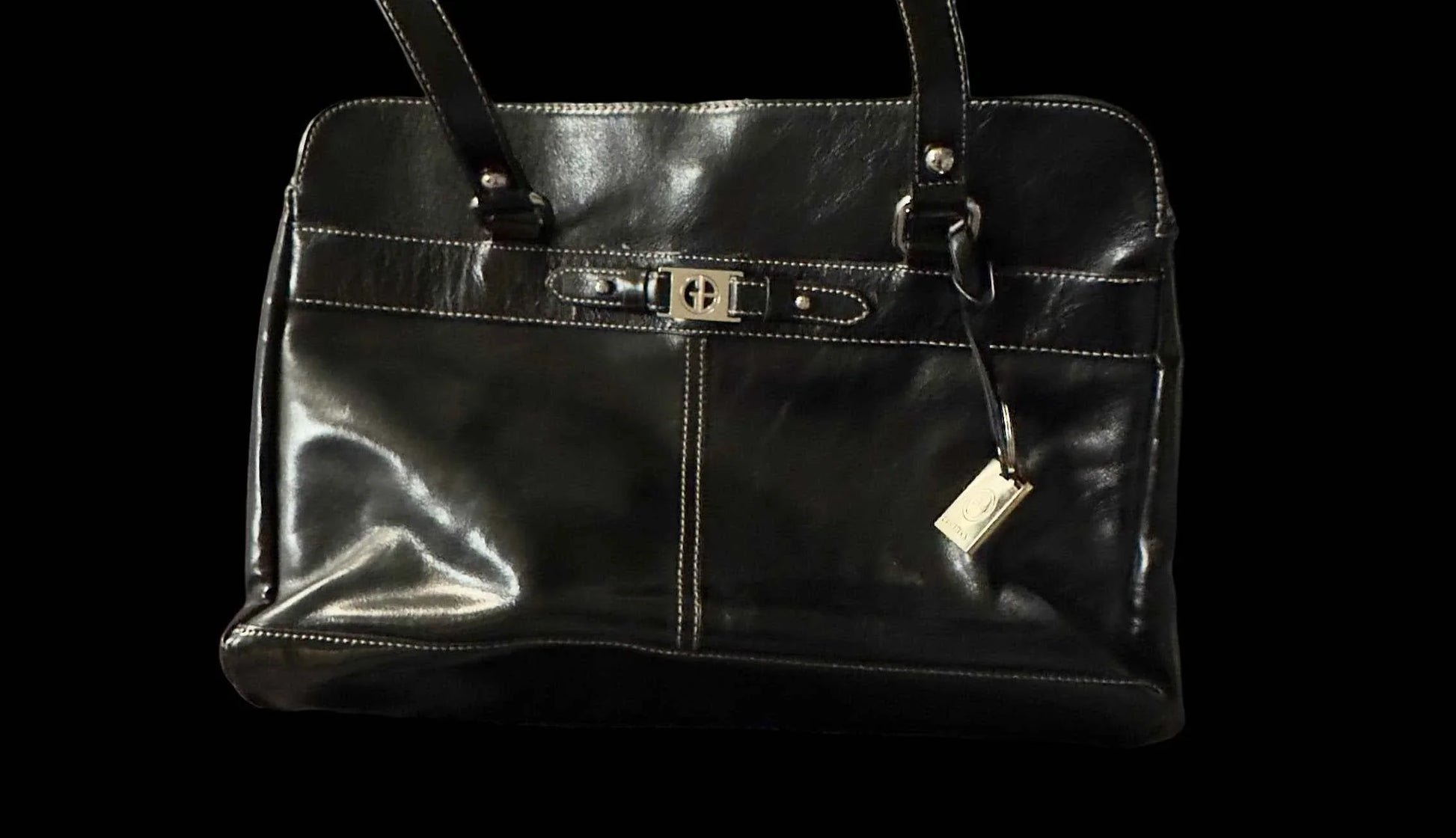 Giani Bernini Bag, black multiple pockets, real leather