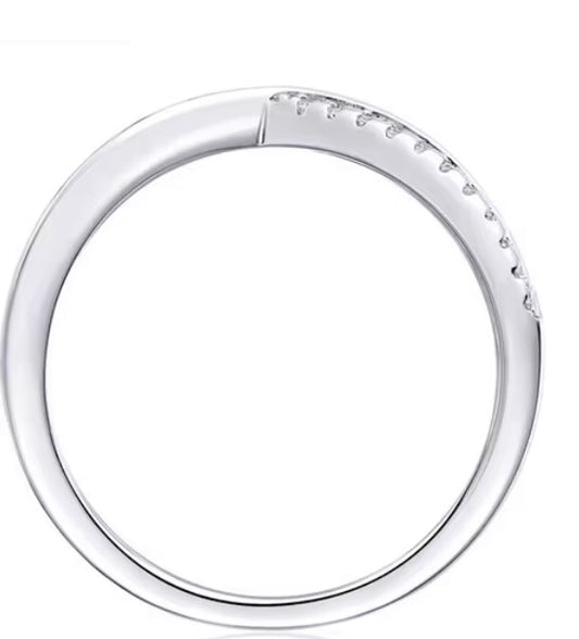 Moissanite 925 Sterling Silver Platinum Crossover Baguette&Round Cut 0.28684 Carat