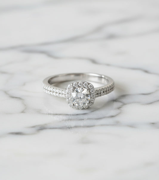 Moissanite 925 Sterling Sliver Platinum 2 carat