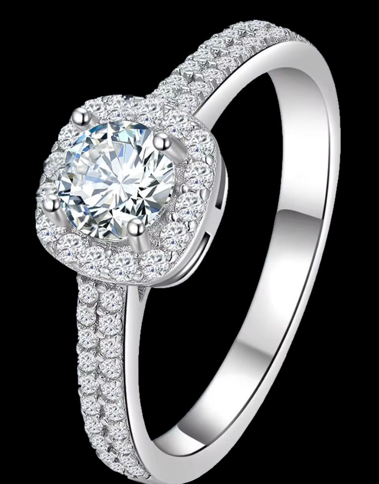 Moissanite 925 Sterling Sliver Platinum 2 carat