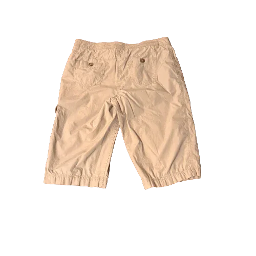 Jones New York beige crop pants with back pockets and elastic cuffs
