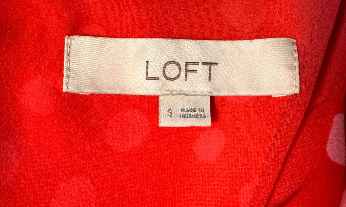 Loft Women's Sleeveless Blouse size small, red with pink polka dots