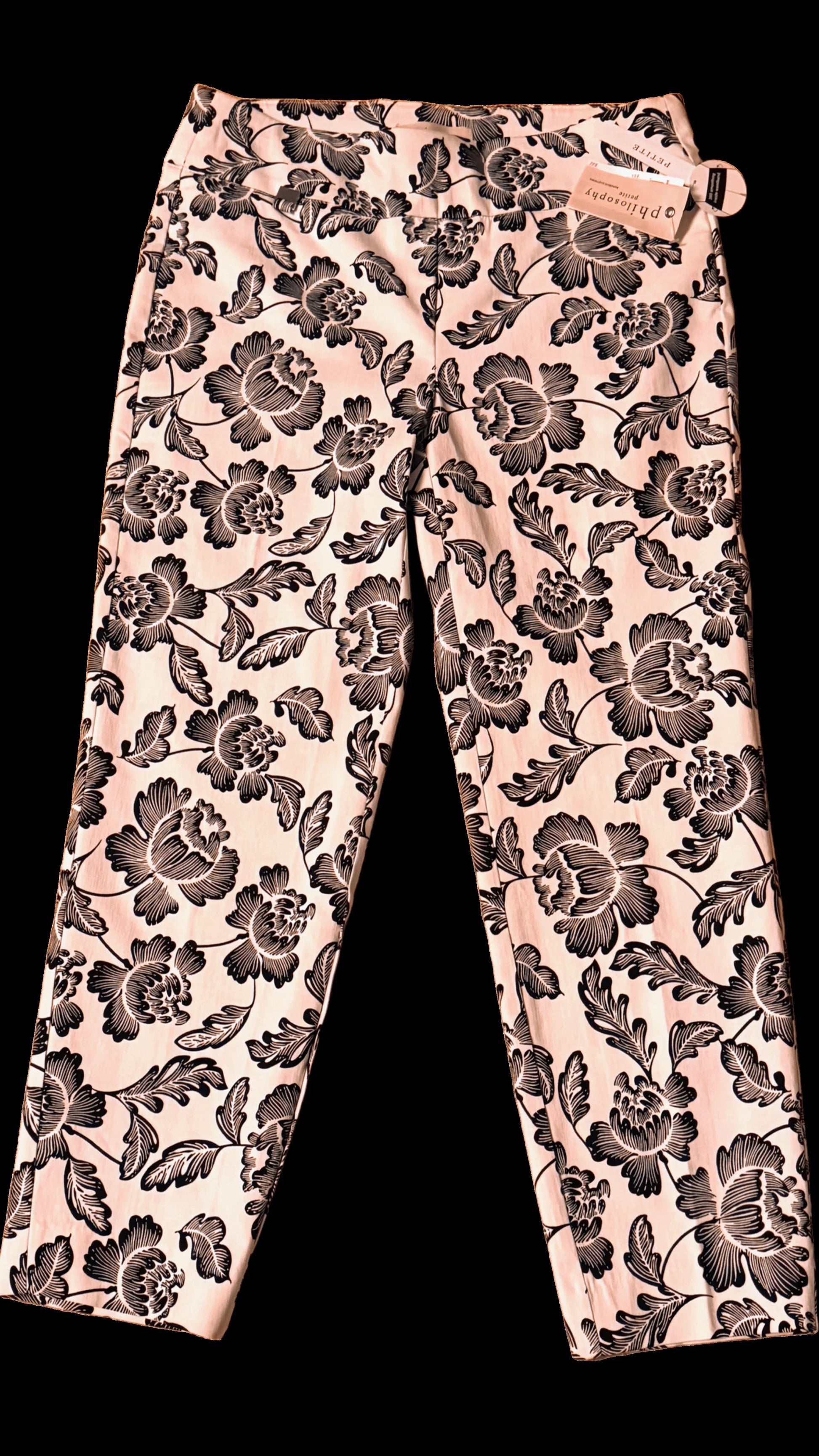 Philosophy pants pink and black floral print, straight leg, with brand tag attached