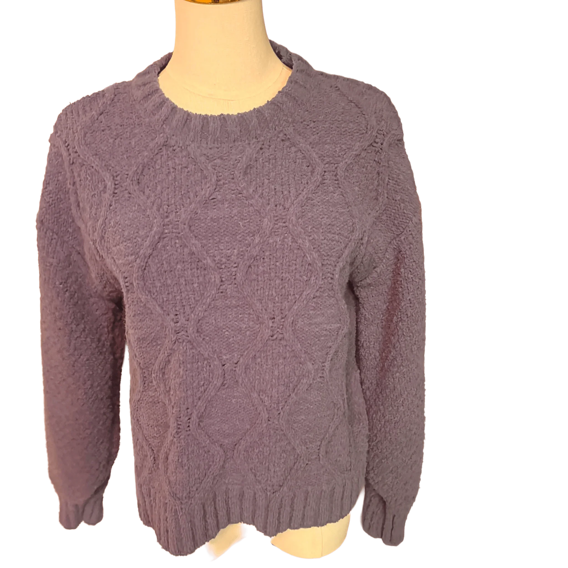 Pink Rose Blue Cable Knit Sweater (size small petite) - The Petite Closet