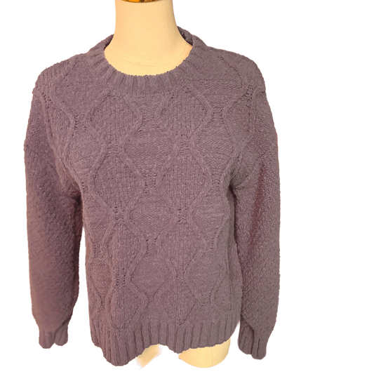 Pink Rose Blue Cable Knit Sweater (size small petite) - The Petite Closet