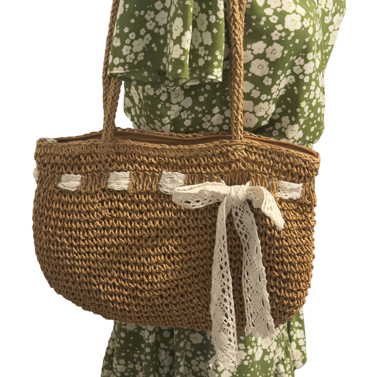The Petite Closets Over shoulder Straw Bag