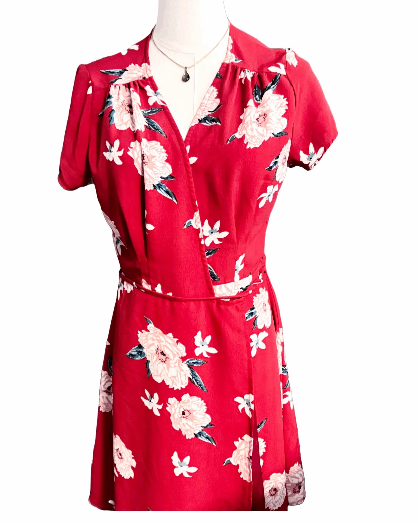 SHOWPO Wraparound Red Dress (size 10 petite) - The Petite Closet