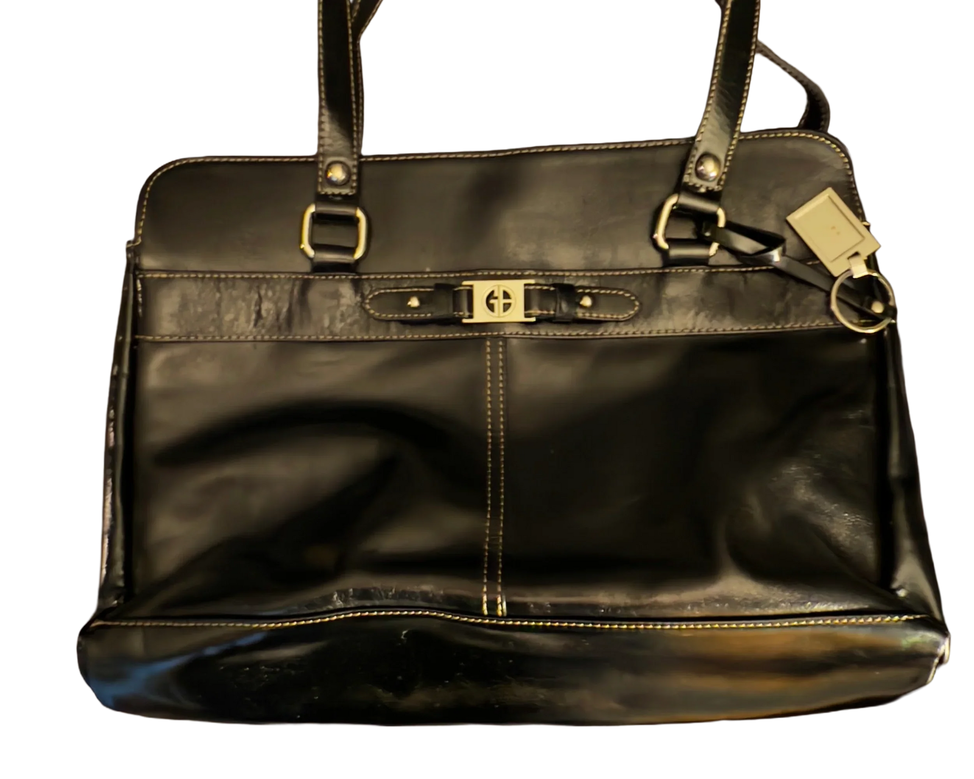 Giani Bernini Bag, black multiple pockets, real leather
