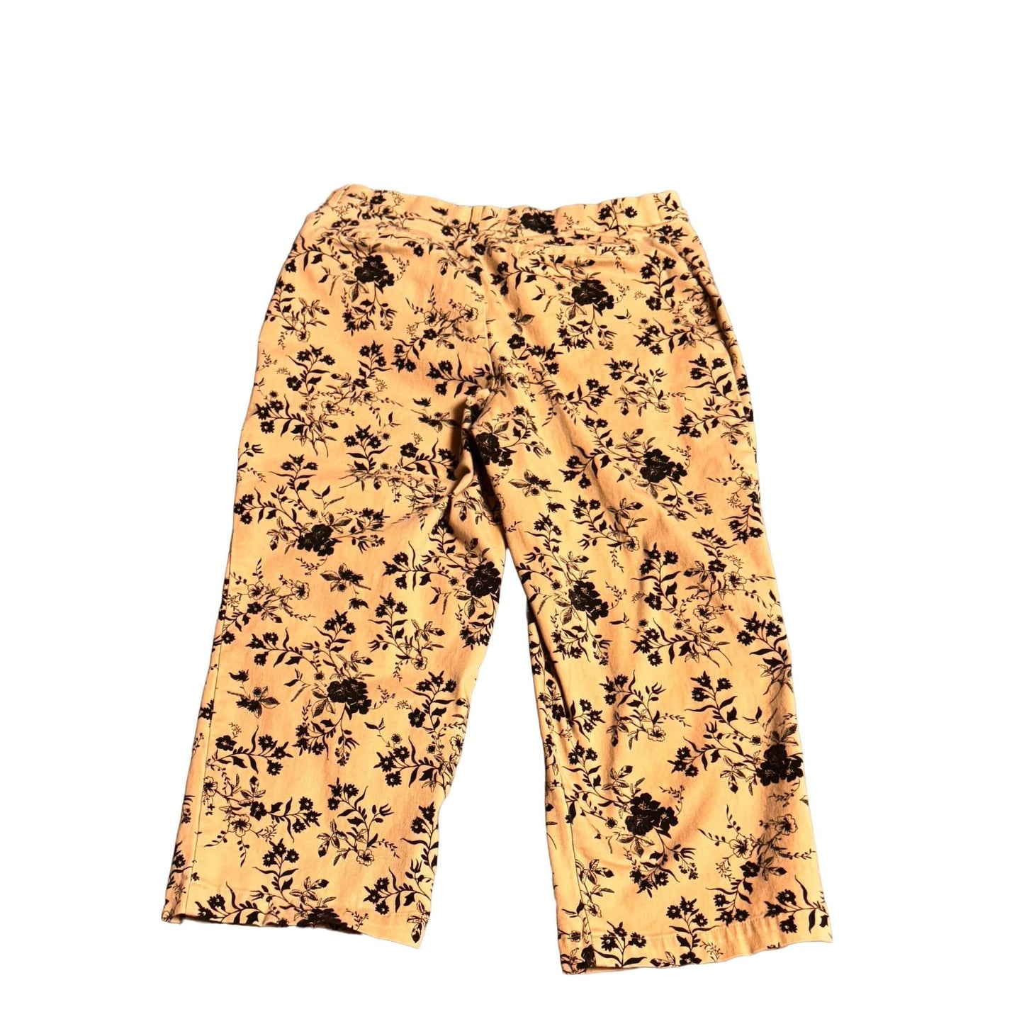 Croft & Barrow cropped pants beige with black floral print back view