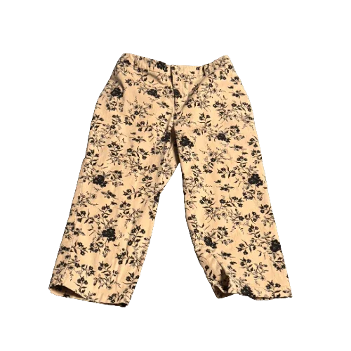 Beige floral cropped pants Croft & Barrow, women’s casual elastic waist trousers