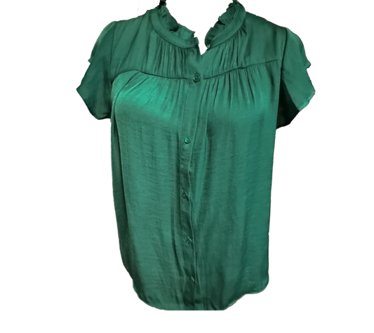 Maison D' Amelie Green Blouse (size small petite, never worn) - The Petite Closet