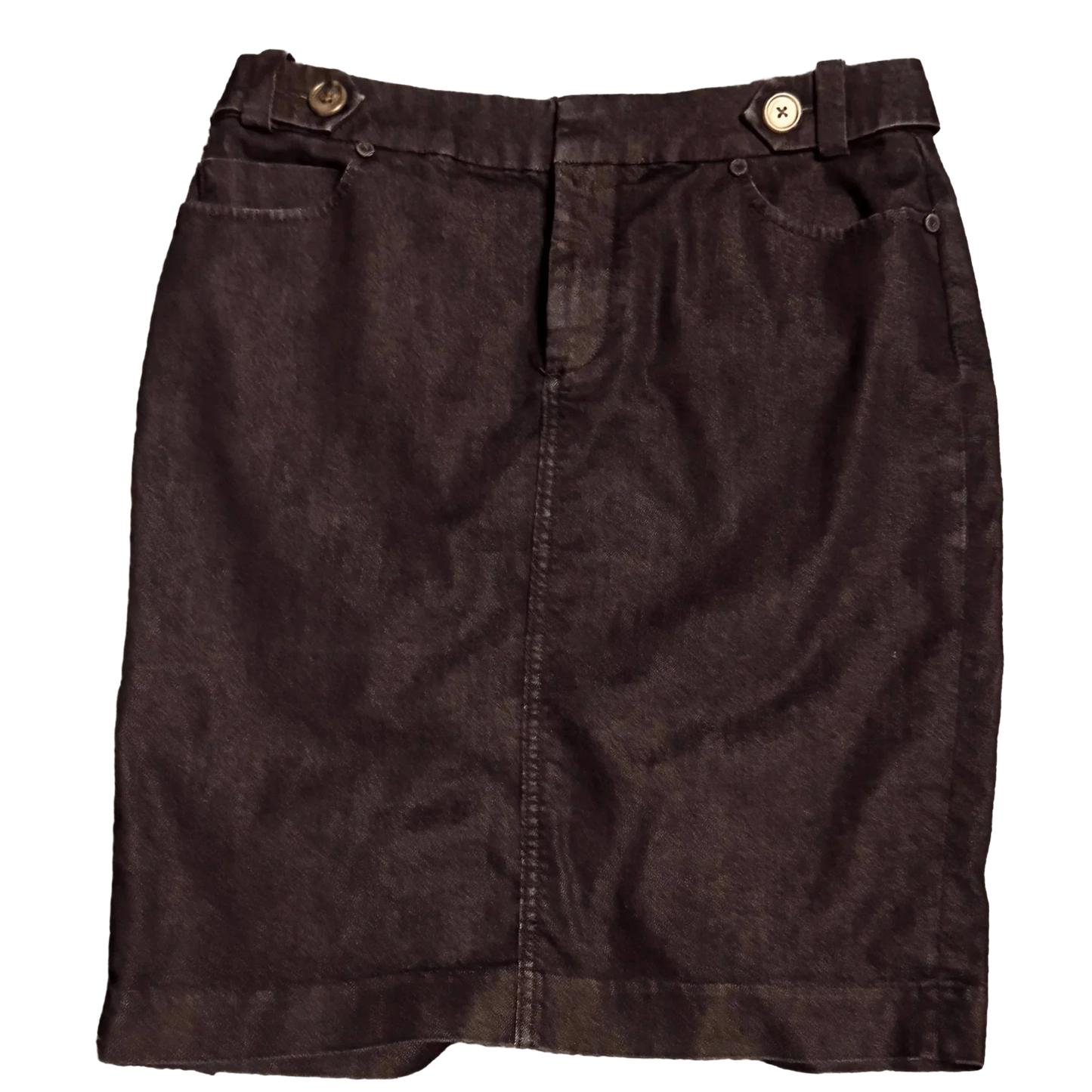 Light black denim Banana Republic skirt with front pockets and button waist detail