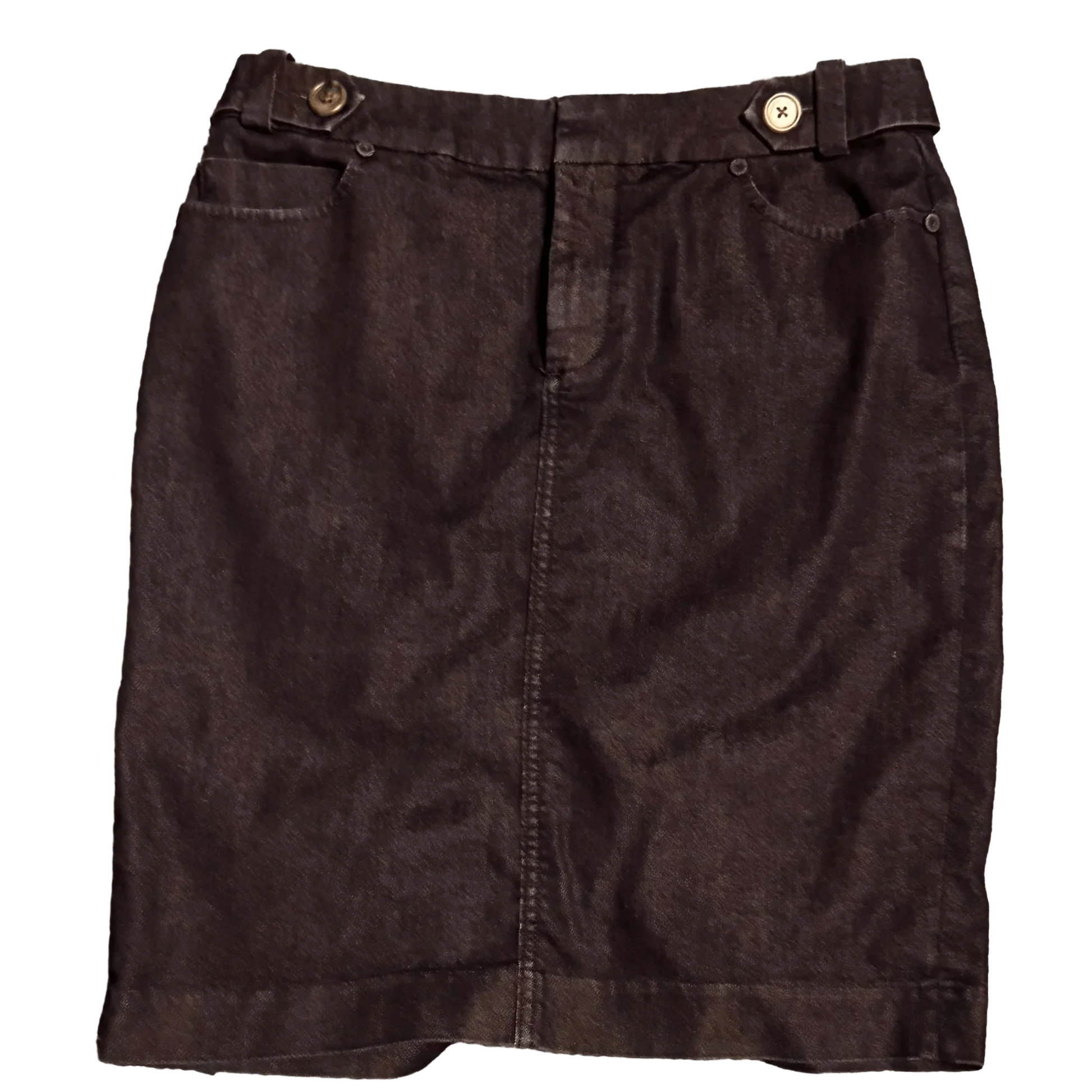 Light black denim Banana Republic skirt with front pockets and button waist detail