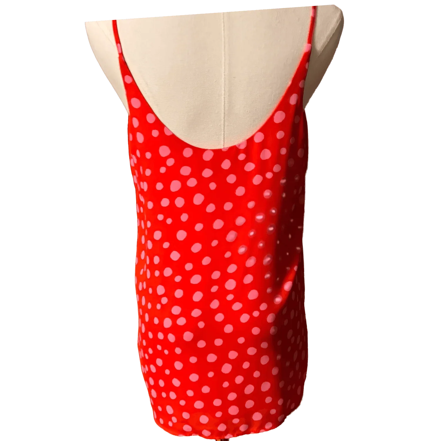 Loft Women's Sleeveless Blouse size small, red with pink polka dots - The Petite Closet