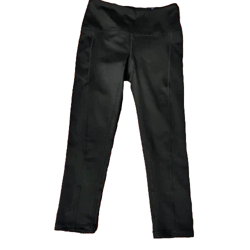 Reebok black athletic pants, full-length, flat lay on white background