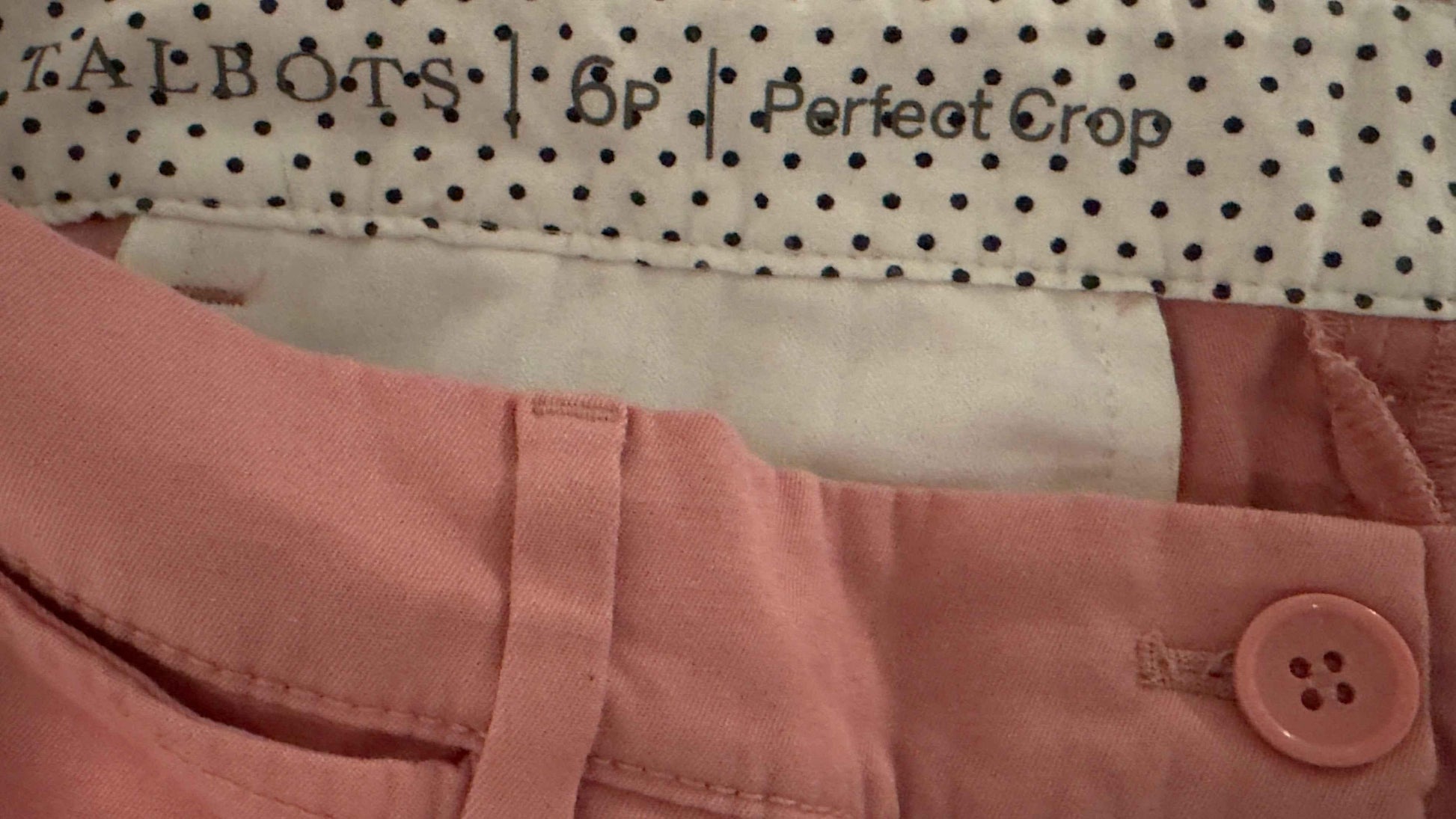 Talbot's Women's Pink Cropped Chino size medium petite