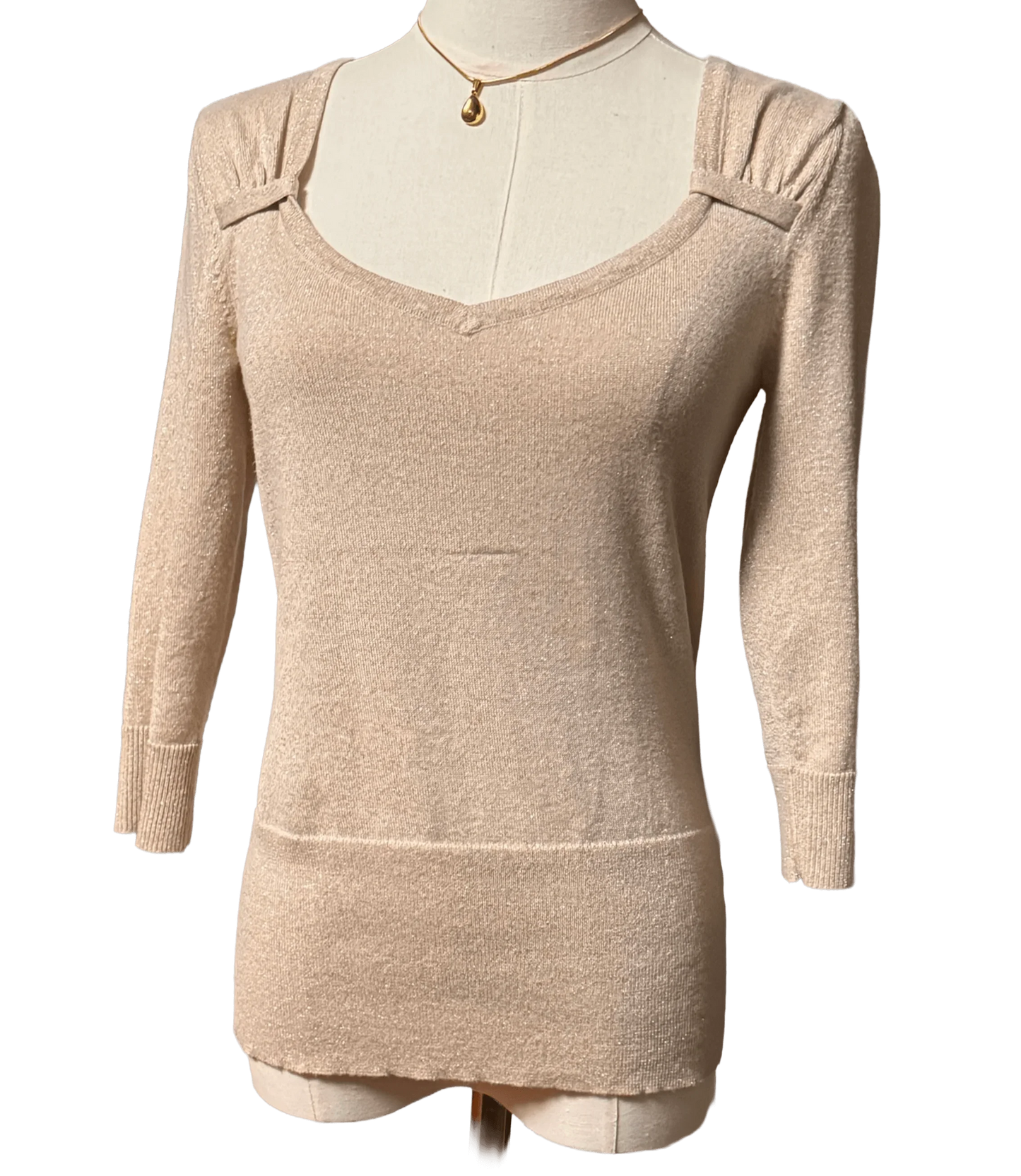 White House | Black Market Light Beige Light Weight Sweater - The Petite Closet